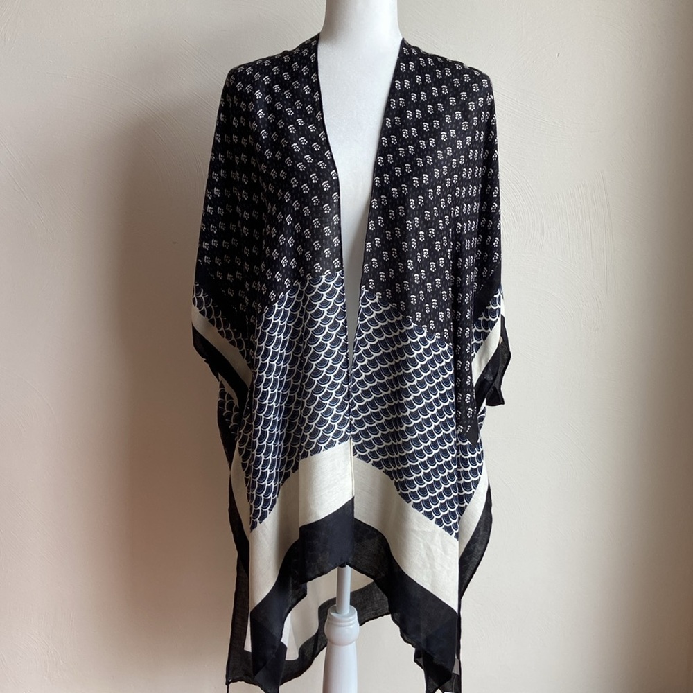 Christopher & Banks Black and White Geometric Swim Coverup